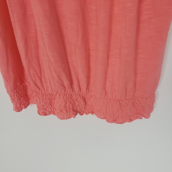 New Directions Peach Flutter Sleeve T-Shirt - Picture 2 of 6